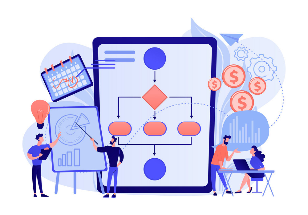 Business process management concept vector illustration.